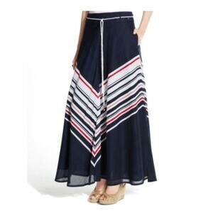 Tommy Hilfiger A-line sweep maxi skirt preppy nautical patriotic size 16